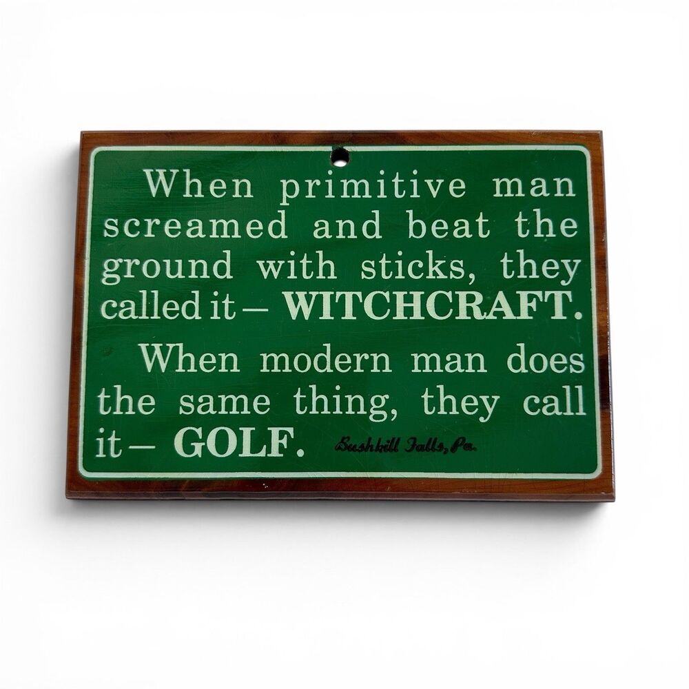 Vintage Wall Hang Garden Of The Gods Golf Wood Plaque Sign 5”x7” Funny Man Cave